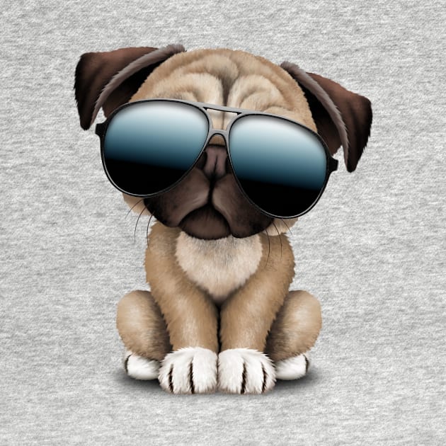 Cute Pug Puppy Dog Wearing Sunglasses by jeffbartels